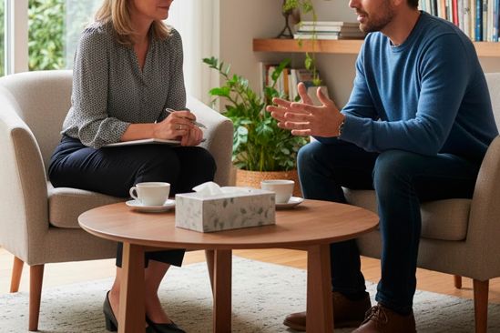 Психотерапевт проводит сеанс